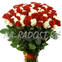Элитный букет из белых и красных роз